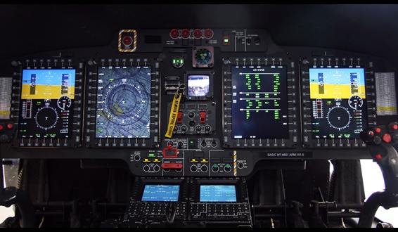Upgraded avionics in a U.S. Coast Guard MH-65E cockpit